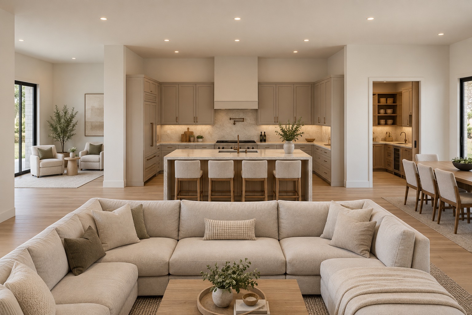 Kitchen with framing walls